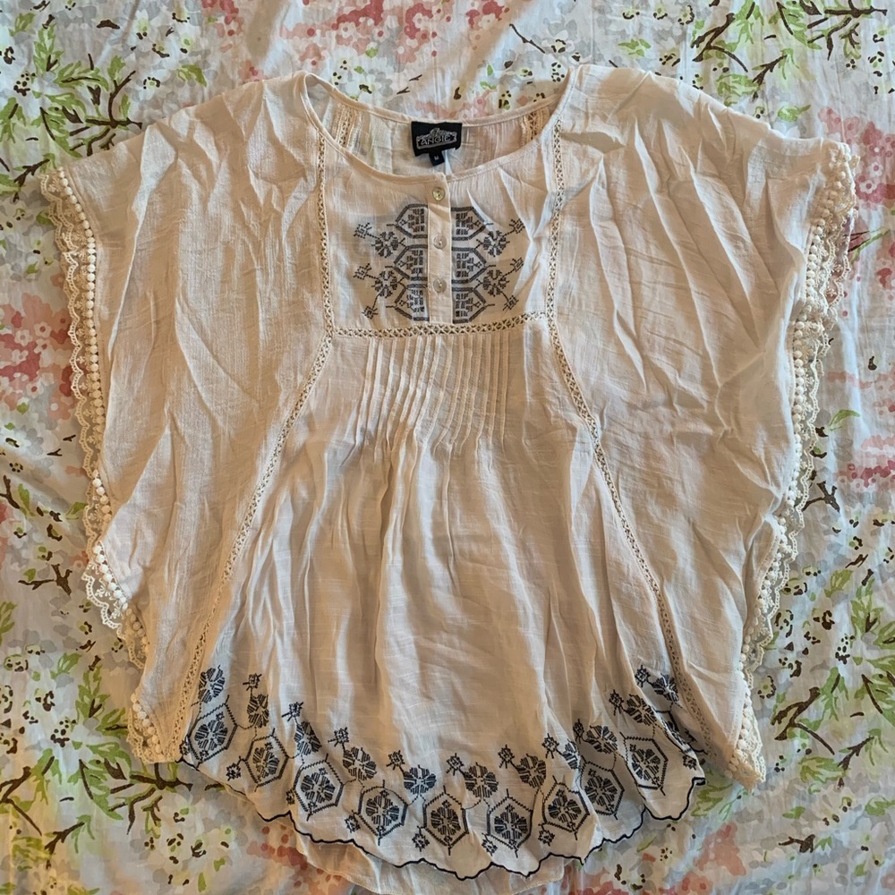 Cream and Navy Tunic style top